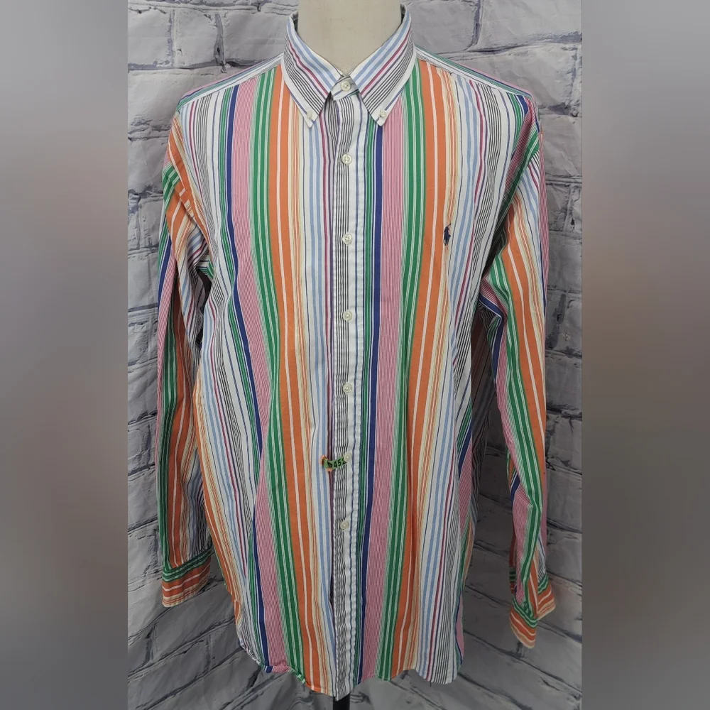 Ralph Lauren Men's Classic Fit Button Down Shirt Colorful Striped Size 2XL XXL - Picture 9 of 12